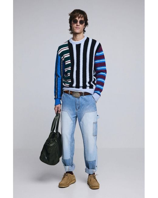 Jersey Multirayas, Hombre, Rojo Desigual de hombre de color Blue