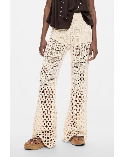 Desigual Metallic Crochet Trousers