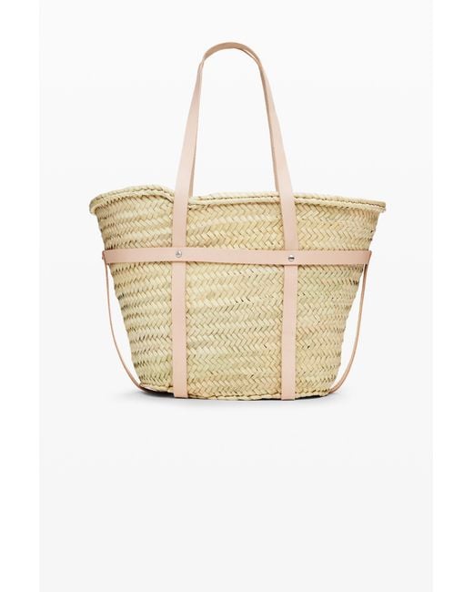 Desigual Natural L Leather Wicker Basket, Straw