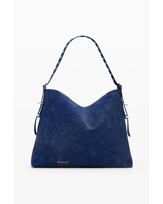 Desigual Blue Medium Mandala Embossed Shoulder Bag