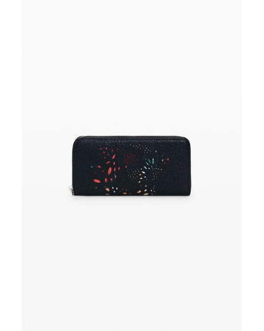 Desigual Black Large Perforated Wallet, Polyurethane
