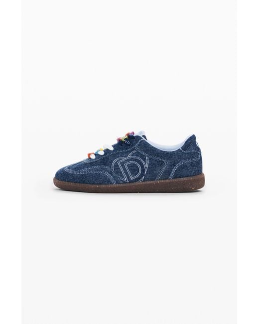 Desigual Blue Denim Logo Sneakers, Cotton