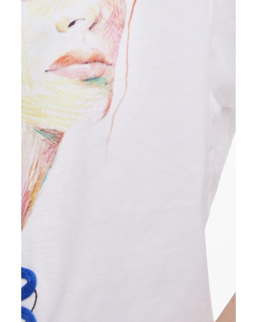 Desigual White Expensive Flower T-Shirt, Cotton
