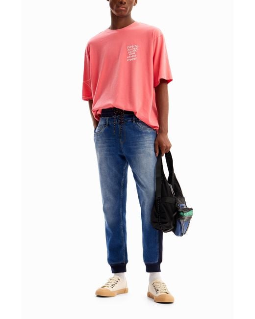 Desigual Pink Relaxed Acid-Wash T-Shirt, Cotton for men