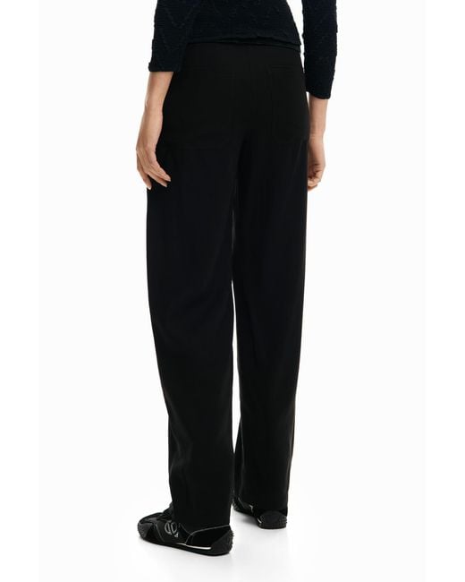 Desigual Blue Straight Trousers Pockets, Viscose