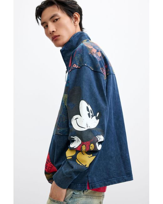 Desigual Blue Mickey Collage Sweatshirt, Cotton for men