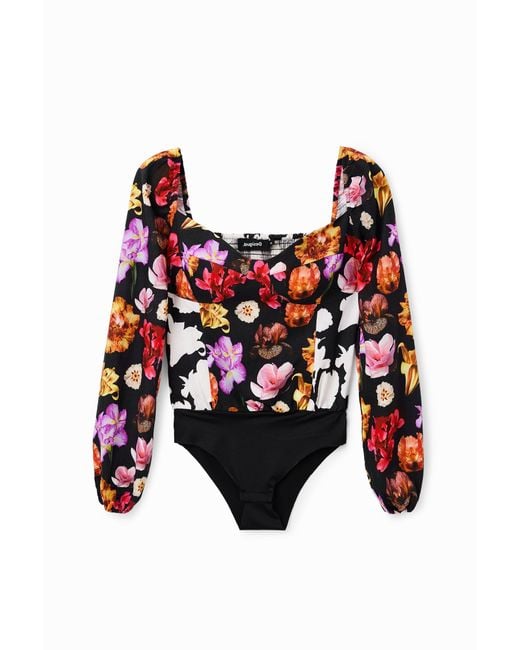 Desigual Red M. Christian Lacroix Floral Bodysuit