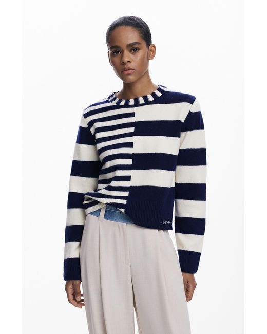 Pull À Rayures Combinées, Femme, Bleu Desigual en coloris Blue