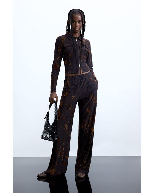 Desigual Black Long Flocked Trousers, Polyester