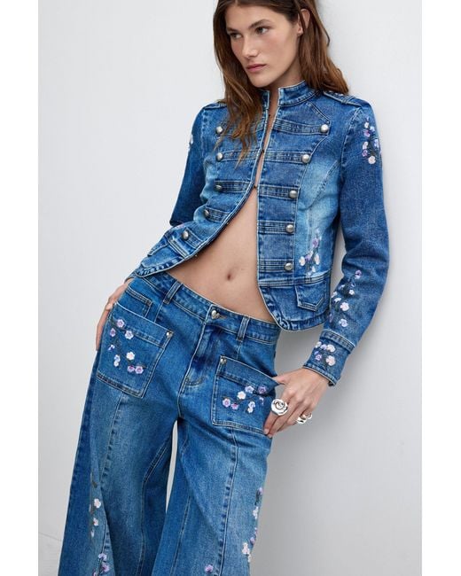 Desigual Blue Straight Jeans M C Lacroix, Cotton