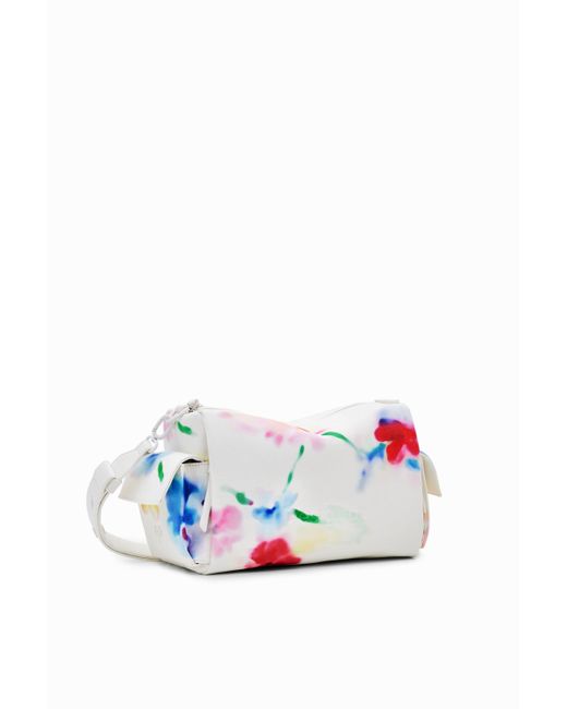 Desigual White M Watercolour Floral Bag