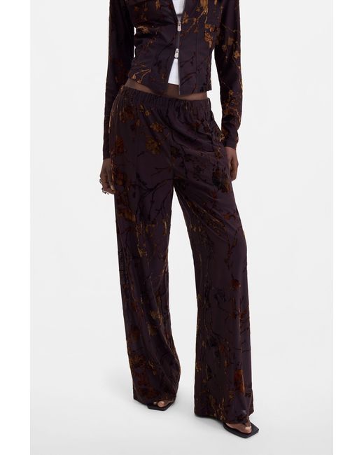 Desigual Blue Long Flocked Trousers, Polyester
