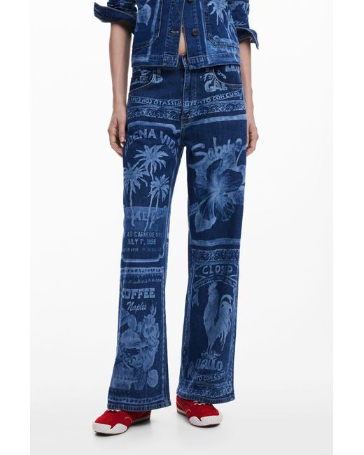 Desigual Blue Postcard Jeans, Cotton