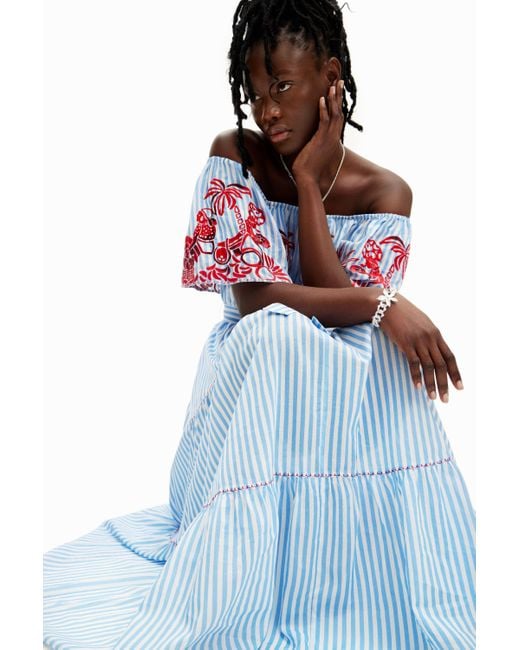 Desigual Stella Jean Long Striped Dress in Blue Lyst