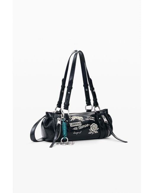 Desigual Black Medium Quilted Bag, Polyurethane