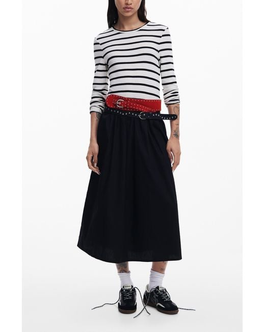 Desigual White Combined Midi Dress