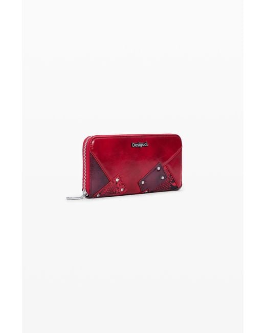 Desigual Red Large Snake Wallet, Polyurethane