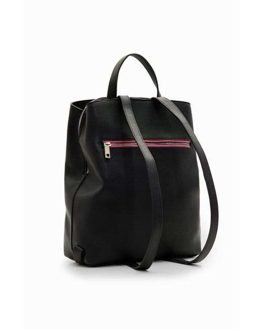 Desigual Black M Multi-position Embroidered Backpack