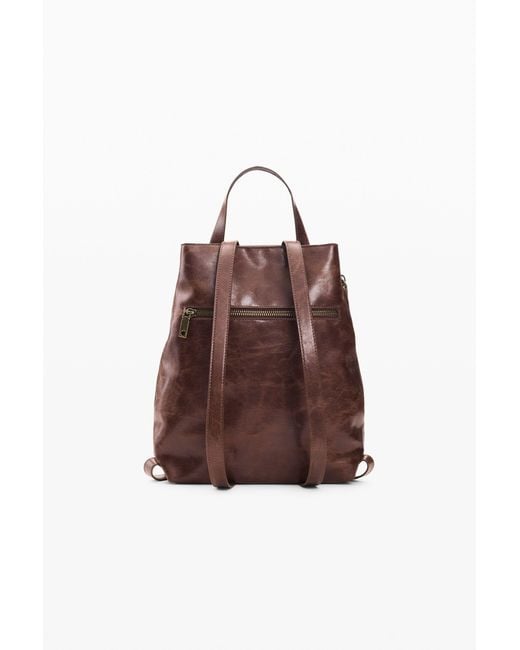 Desigual Brown Mini Small Backpack, Polyurethane