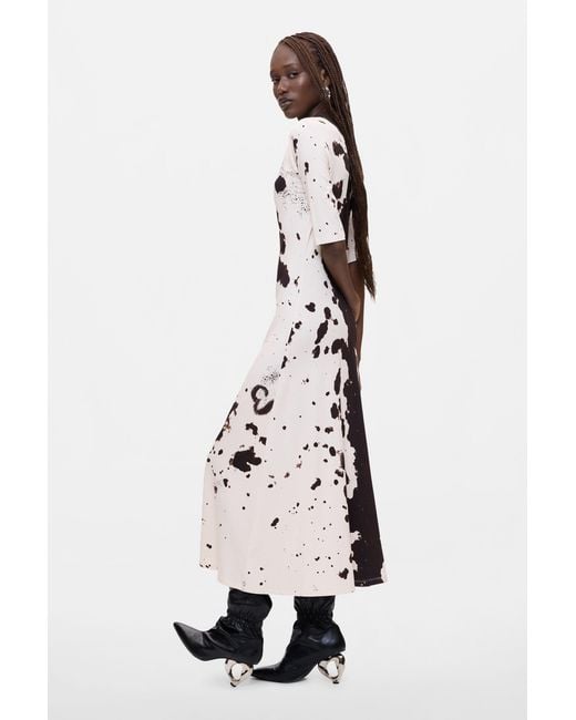 Desigual White Printed Dress, Viscose