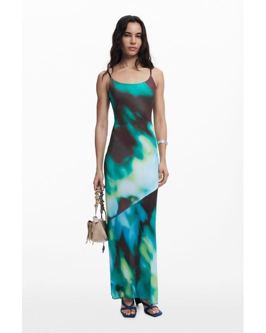 Desigual Blue Tie-Dye Strappy Dress