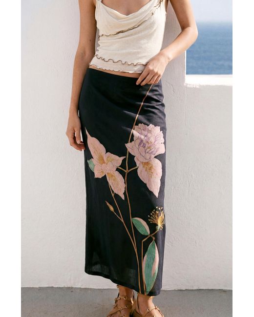 Desigual Black Long Printed Skirt, Polyester