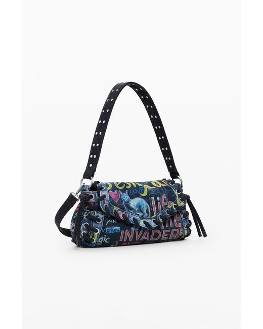 Desigual Blue Medium Graffiti Bag, Cotton