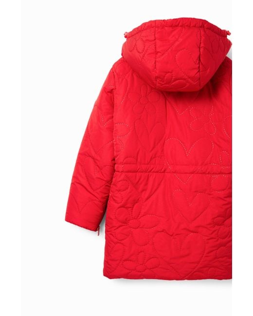 Desigual Red Padded Heart Coat