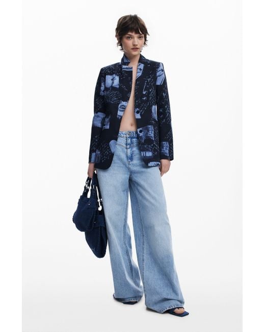 Desigual Blue Collage Print Blazer