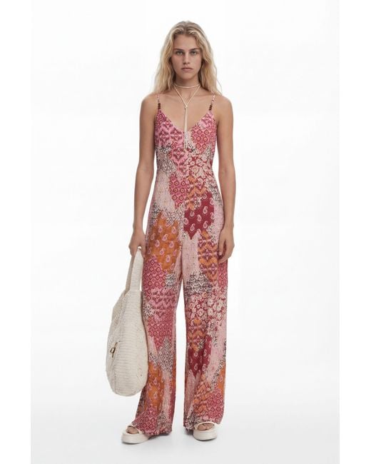 Desigual Red Boho Jumpsuit