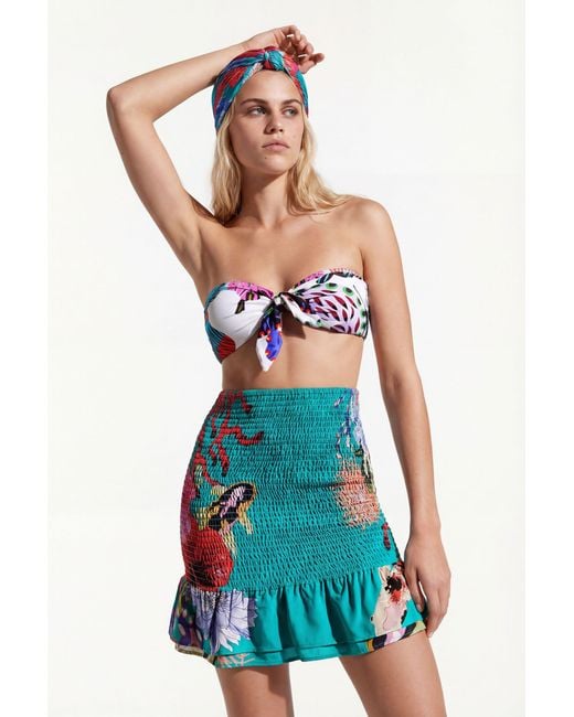 Desigual Blue Sustainable Coral Miniskirt, Viscose