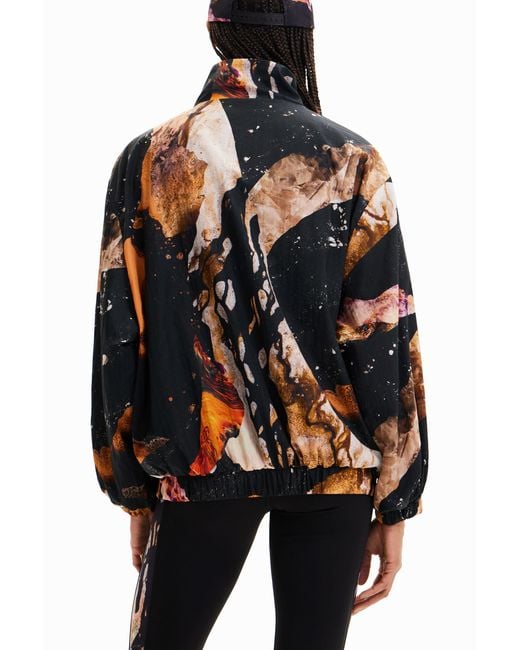 Desigual Black Oversize Sport Jacket, Polyester