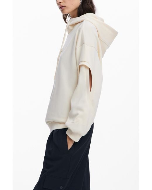 Desigual White Oversized Denim-Print Sweatshirt