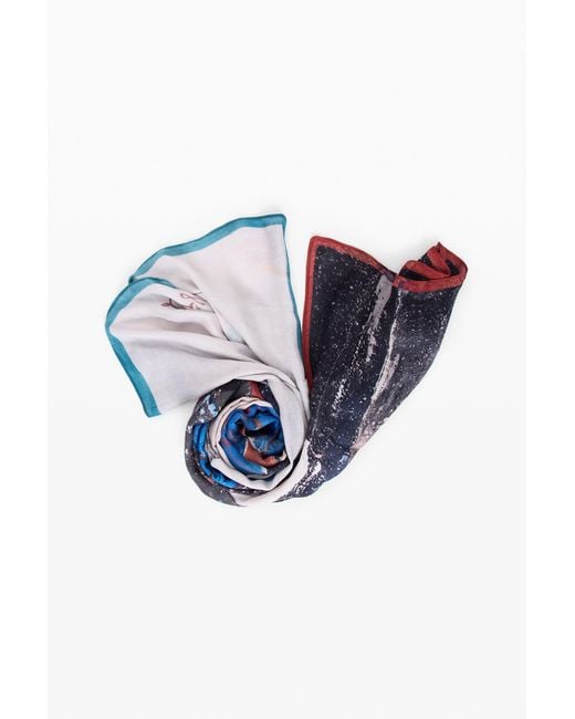 Desigual Blue Printed Rectangular Scarf, Viscose