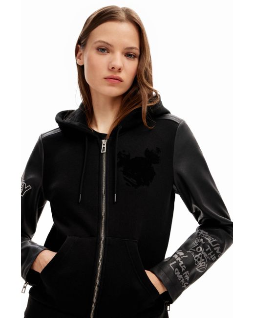 Desigual Contrast Mickey Mouse Jacket in Black | Lyst