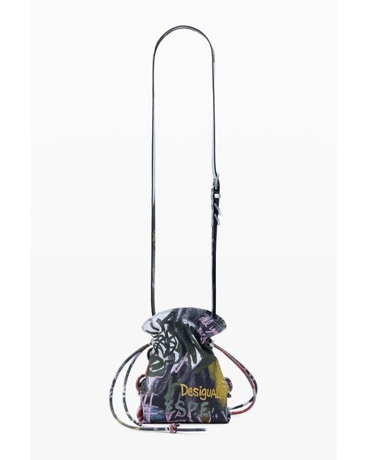 Desigual White Printed Arty Phone Holder, Polyurethane