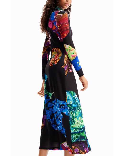 Desigual Blue Slim Mineral Midi Dress