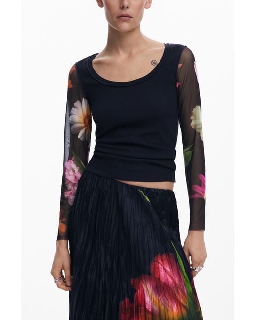 Desigual Blue Wrinkled Texture Skirt, Polyester