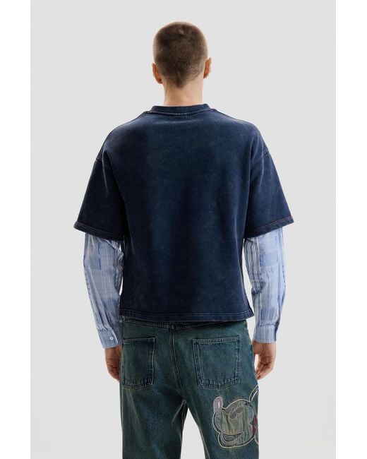 Desigual Blue Printed Long-Sleeve Sweatshirt, Cotton for men