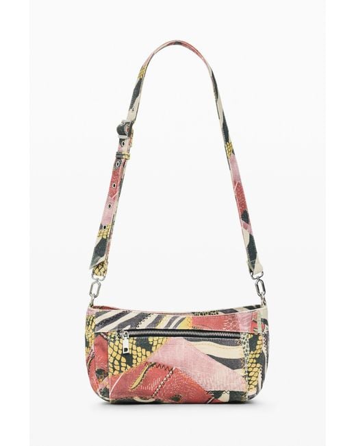 Desigual White Small Printed Bag, Cotton