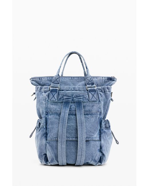 Desigual Blue Multi-Position Denim Backpack, Cotton