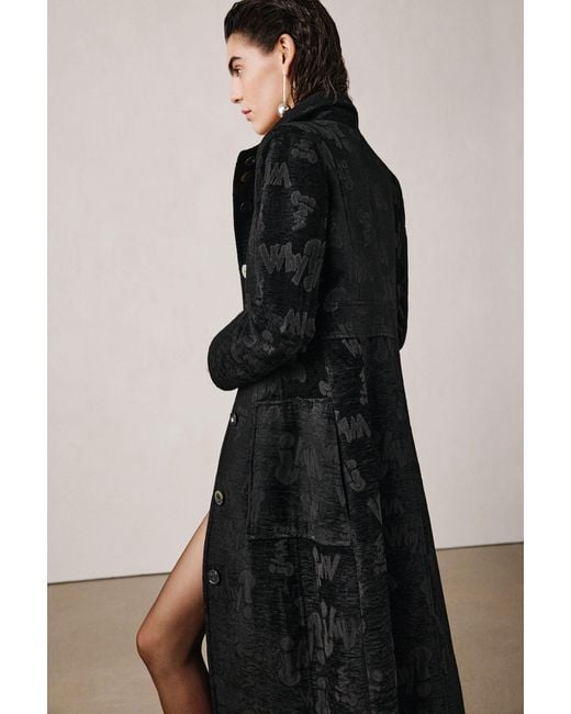 Desigual Black Structured Jacquard Coat Studio