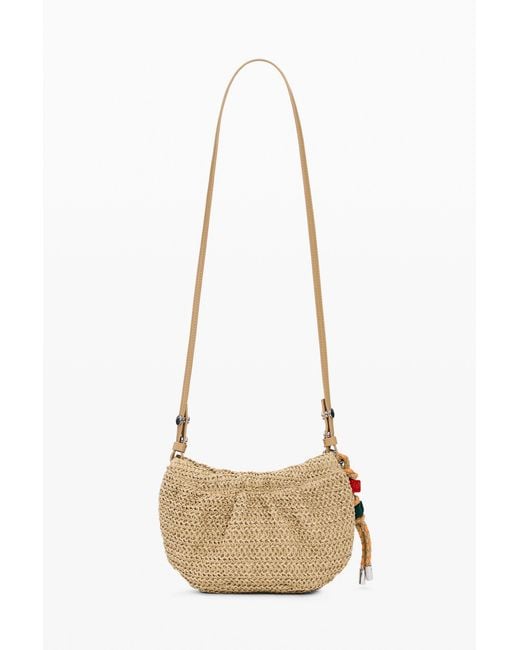 Desigual White Oval Crossbody Purse With Charms, Paper