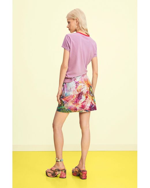 Desigual Red Printed Mini Skirt, Viscose