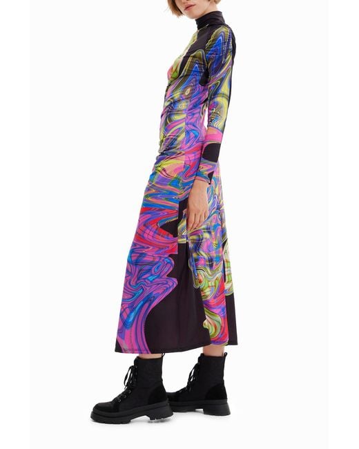 Desigual White María Escoté Slim Midi Dress