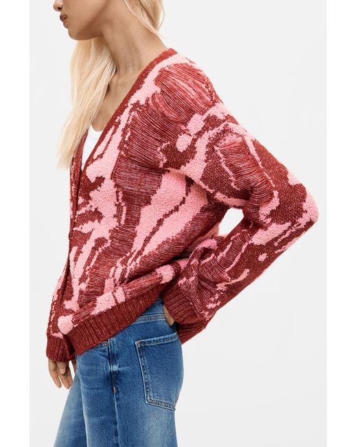 Desigual Red Chunky Knit Cardigan