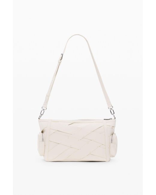 Desigual White Medium Braided Logo Bag, Polyurethane