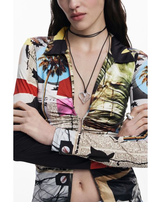 Desigual Blue T-Shirt Designed By Mr. Christian Lacroix, Polyester