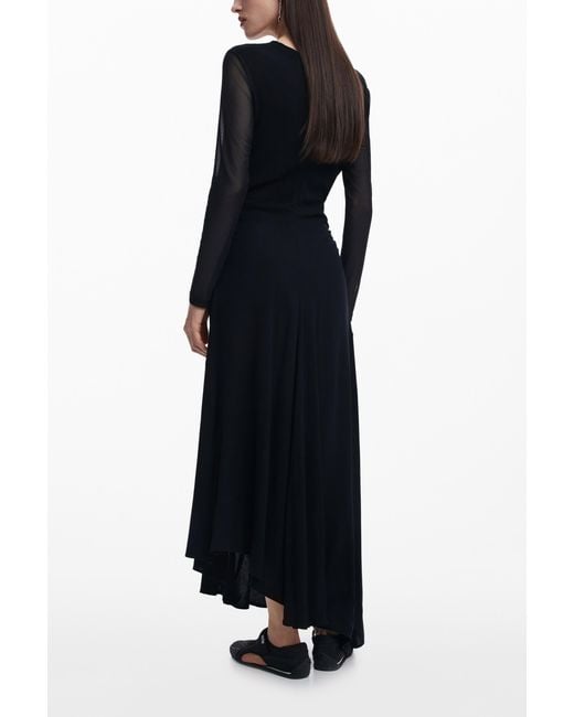 Desigual Blue Asymmetric Lily Long Dress, Viscose