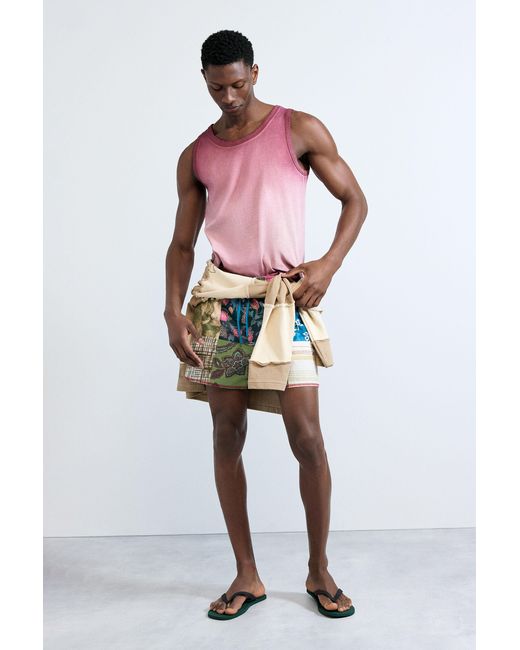 Desigual Red Printed Patch Swimsuit, Cotton for men